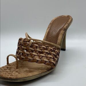 Luciano Rossi brown and tan mule sandals
